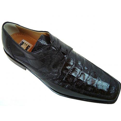 David Eden "Turlock" Black Hornback Crocodile/Lizard Shoes